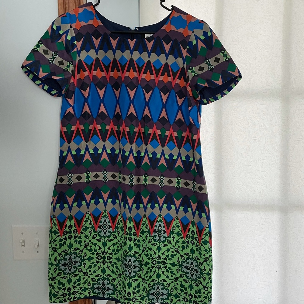 J Crew Colorful Geometric Shift Dress
